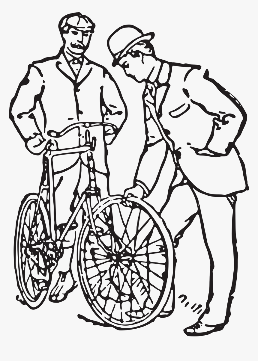 Two Men And A Bicycle Clip Arts - Cycle Repair Drawing, HD Png Download, Free Download