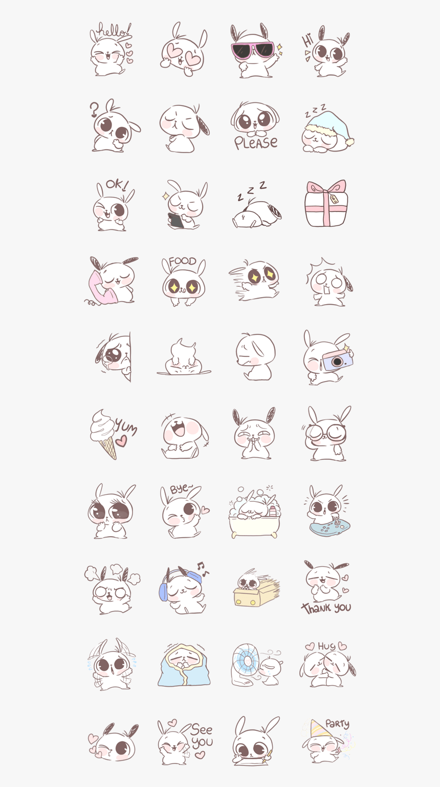 Cute Animals Stickers Black And White, HD Png Download, Free Download