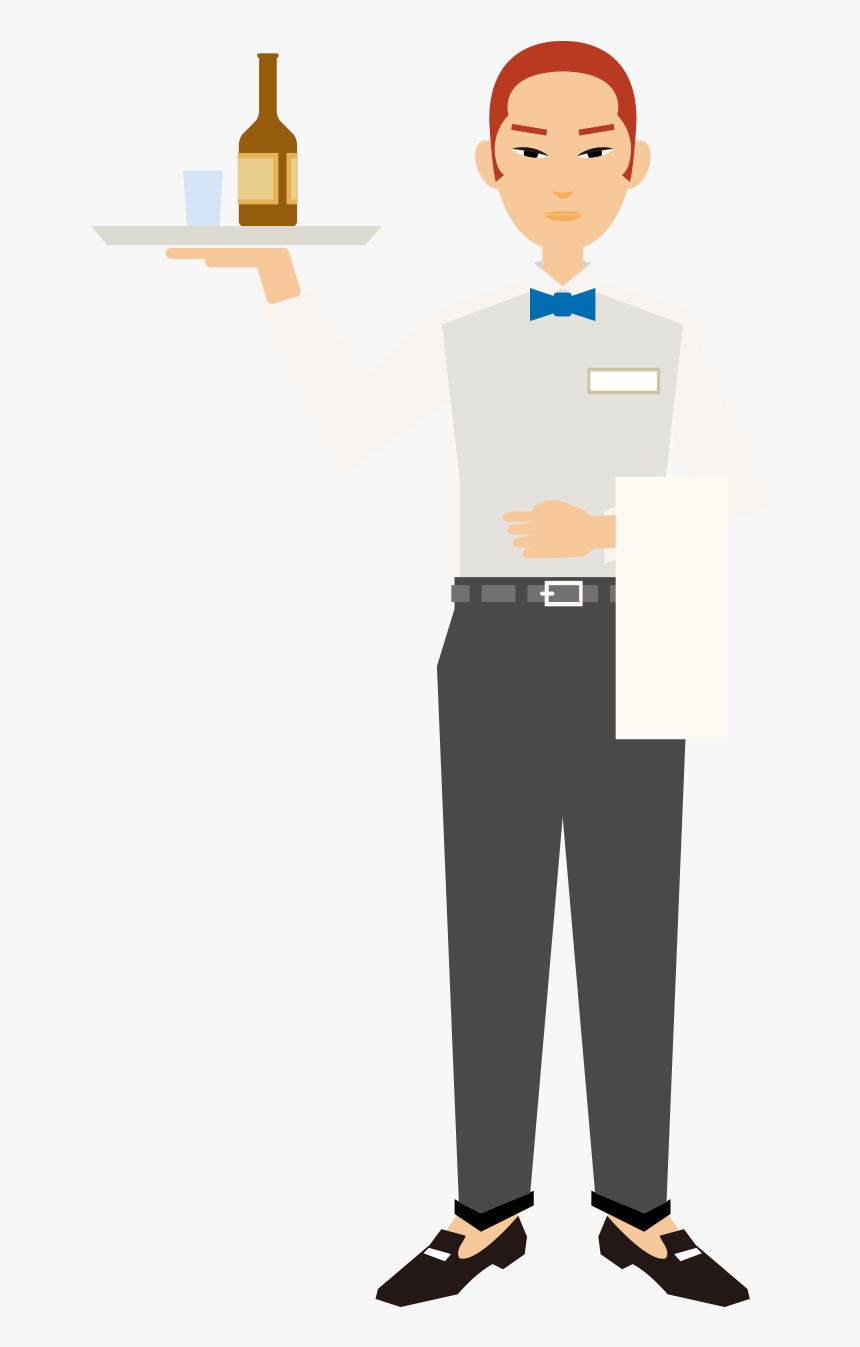 Hotel Illustration Painted Flat Short Staff - 服务员 矢量 图, HD Png Download, Free Download