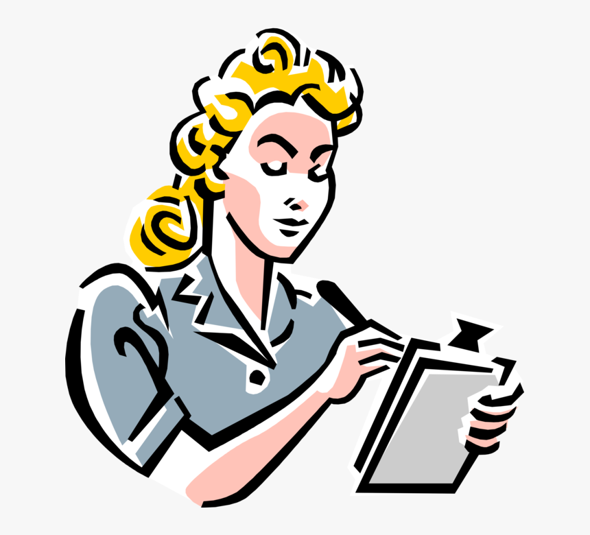 Taking Clipart Waitress Taking - Waitress Writing Clipart, HD Png Download, Free Download