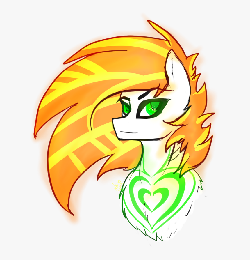 Neon Line, Bust, Female, Green Eyes, Mare, Multicolored - Cartoon, HD Png Download, Free Download