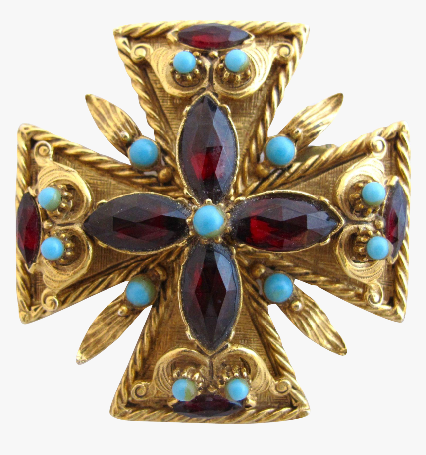 Vintage Florenza Maltese Cross Brooch / Pin - Vintage Florenza Brooch, HD Png Download, Free Download