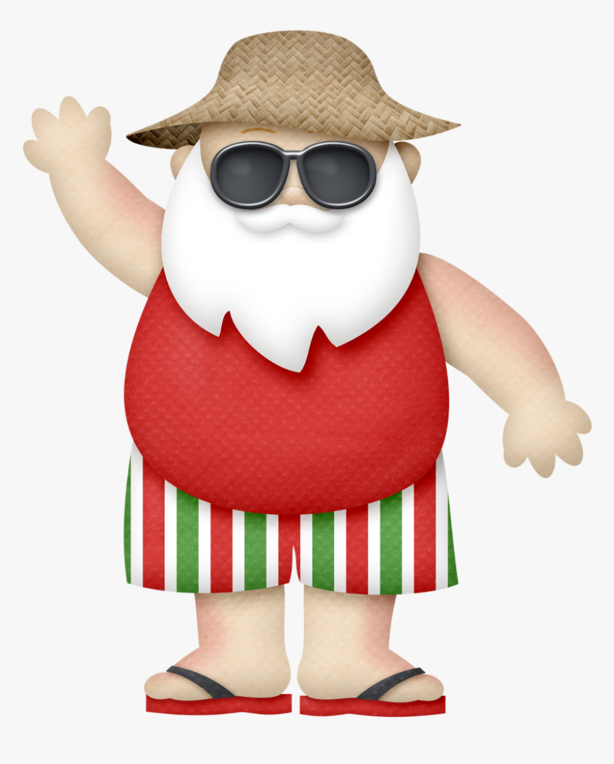 Santa Beach Clipart - Santa At The Beach Clipart, HD Png Download, Free Download