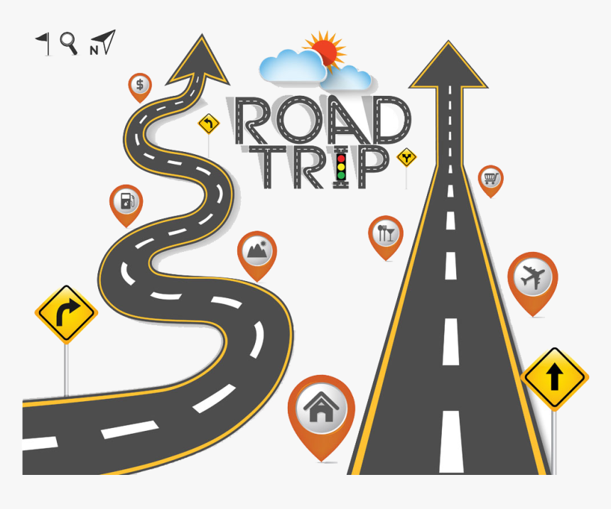 Transparent Winding Roads Clipart - Cartoon Road Trip Map, HD Png Download, Free Download