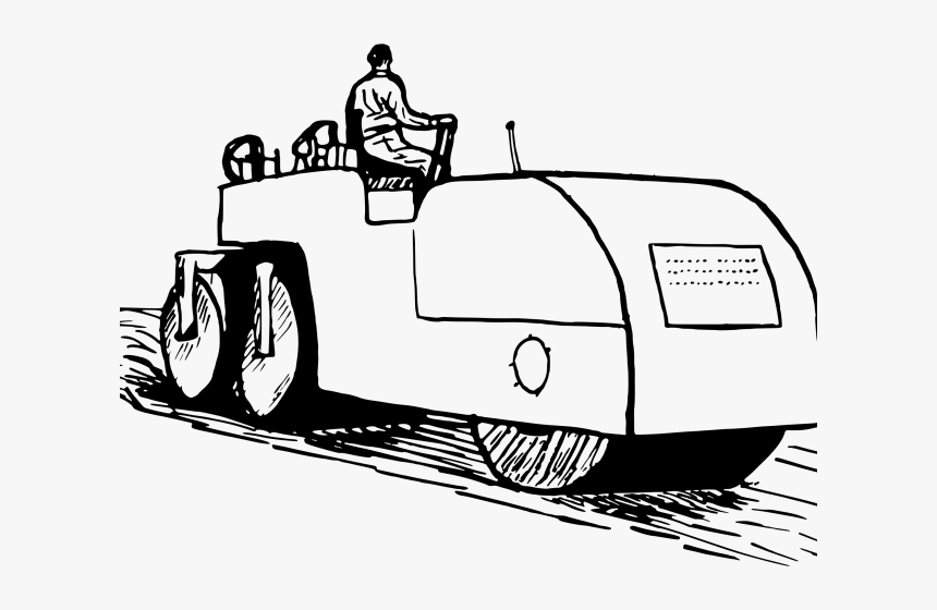Vector Clipart Road - Road Roller Black And White, HD Png Download, Free Download