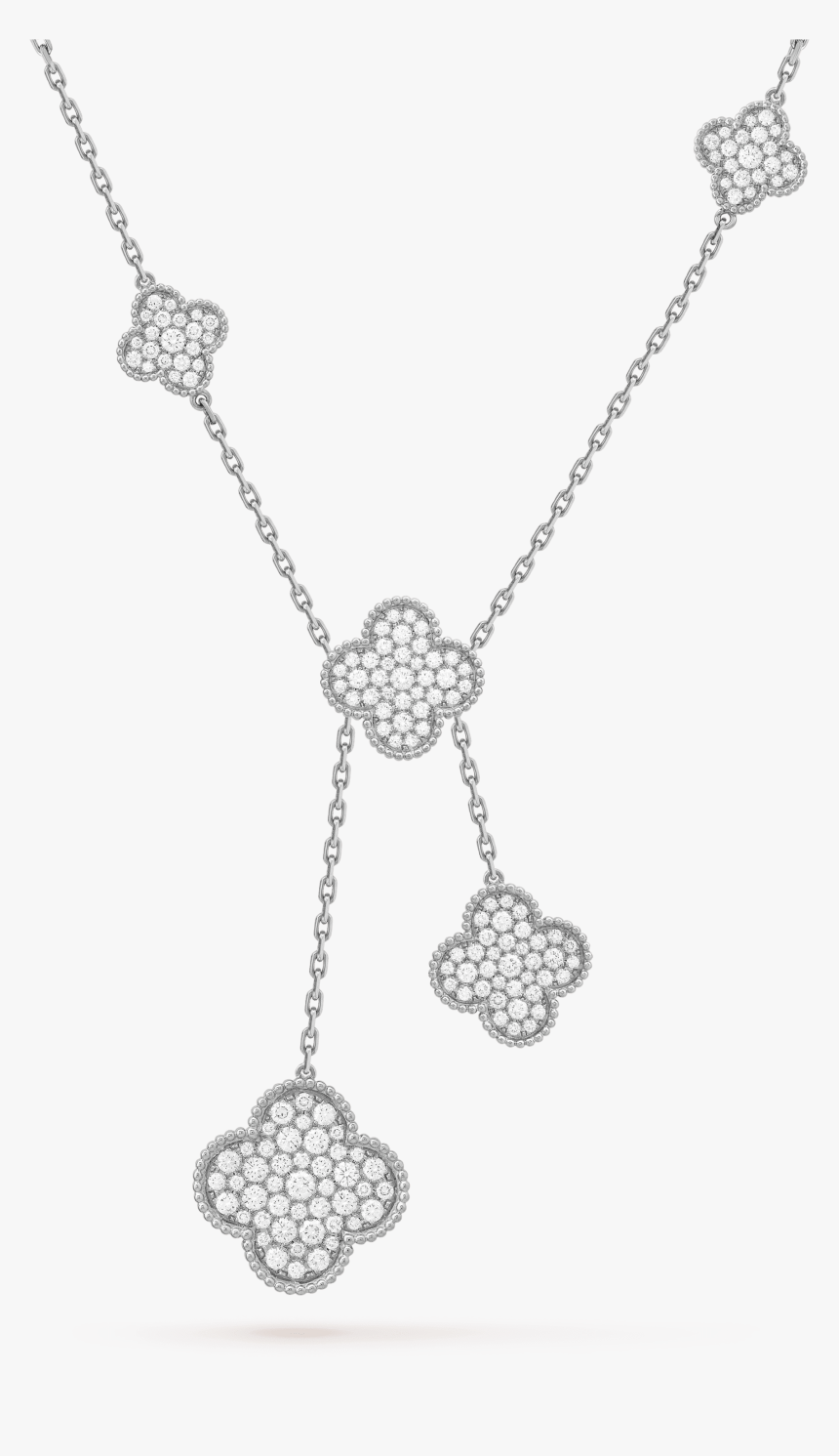 Van Cleef Alhambra Diamond Necklace , Png Download - Van Cleef And Arpels Diamond Alhambra Necklace, Transparent Png, Free Download