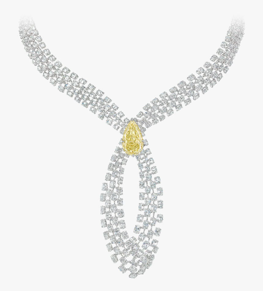 Fancy Yellow Pear-shaped Diamond And Diamonds Necklace - Pendant, HD Png Download, Free Download