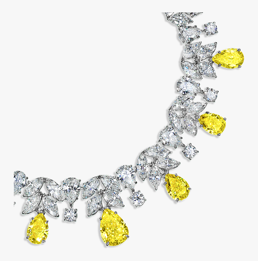 Yellow And White Diamond Necklace, HD Png Download, Free Download