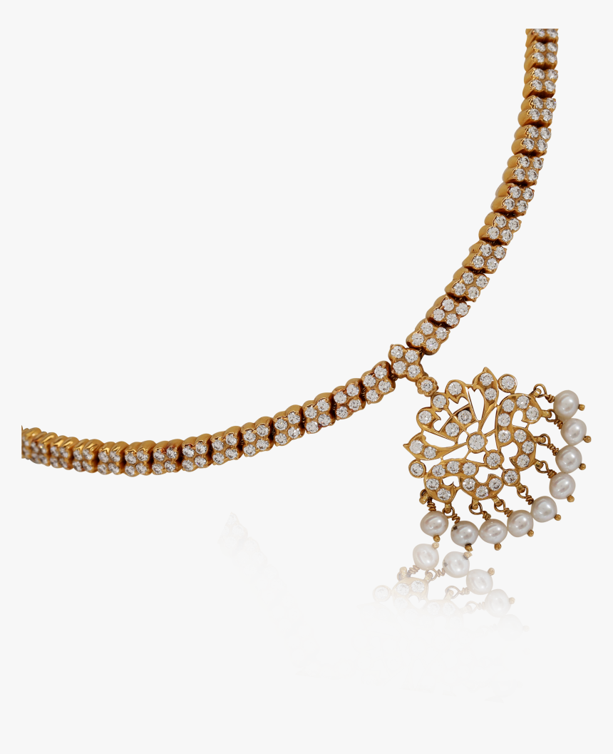 Diamond Grace Pearl Necklace - Close Setting Diamond Necklace, HD Png Download, Free Download