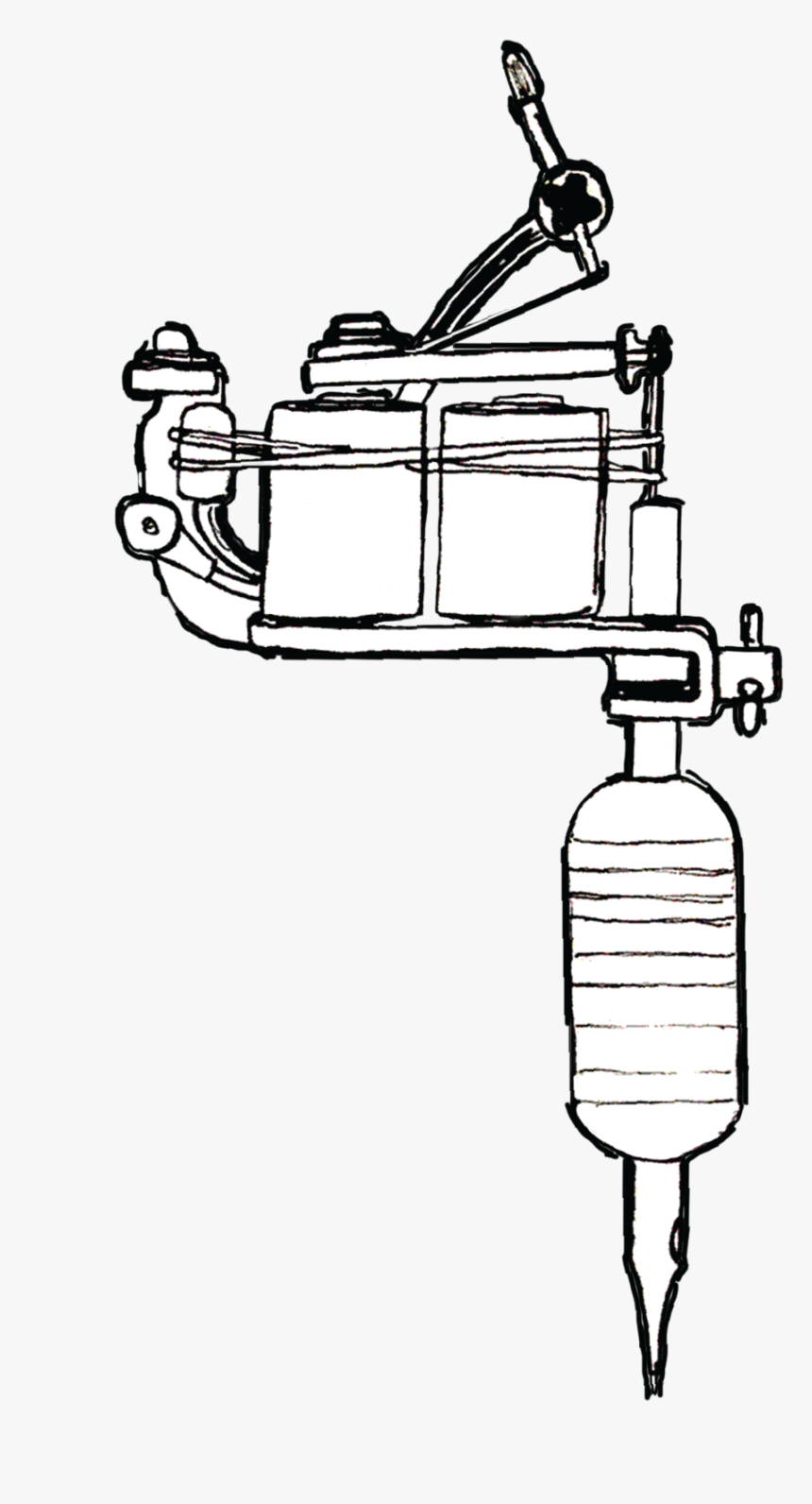 Coil Tattoo Machine - Tattoo Machine Drawing Of Tattoo Gun, HD Png Download, Free Download