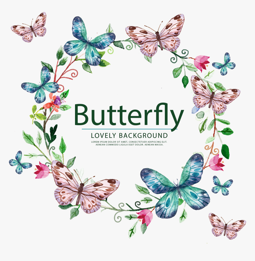 Butterfly Painted Sticker Hand Vector Wedding Label - Happy Mothers Day Butterflies, HD Png Download, Free Download