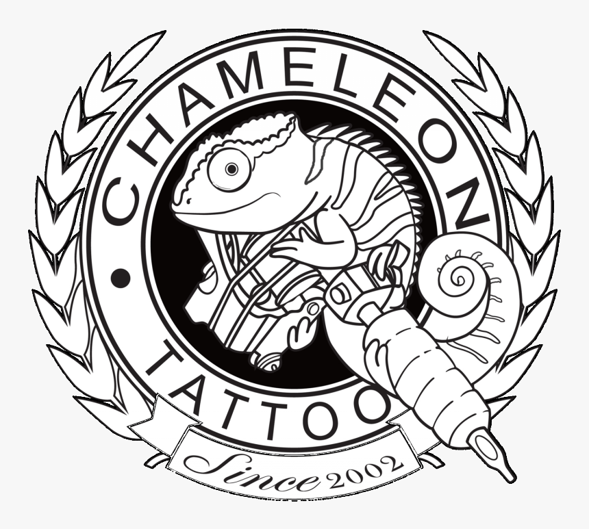Black And White Chameleon With Tattoo Machine In Quoted - Chameleon Tattoo Logo, HD Png Download, Free Download