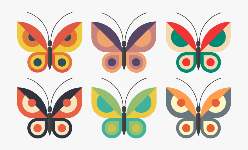 Butterflies Butterfly Flat Vector Illustrator Illustration - Butterfly Flat Vector, HD Png Download, Free Download