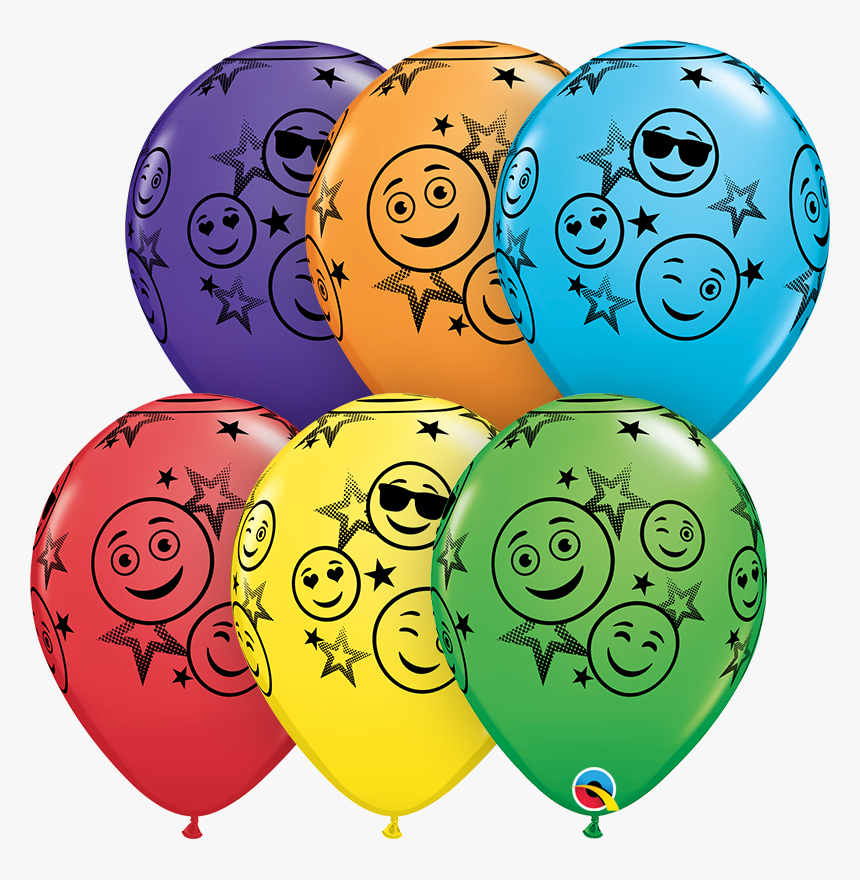 Transparent Balloon Emoji Png - Balloon Latex Smiley Stars Emoji Ast Qualatex, Png Download, Free Download