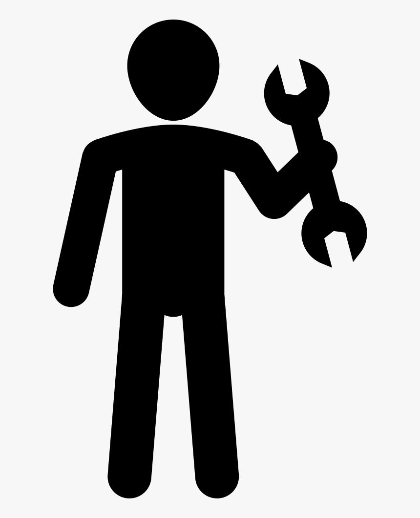 Male Silhouette Holding Wrench - Person Maintenance Png, Transparent Png, Free Download