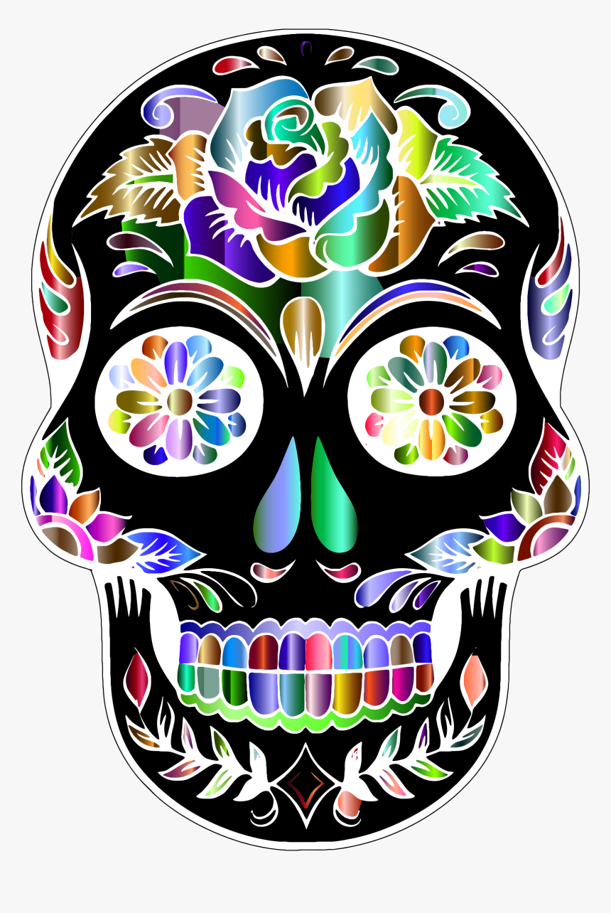 Calavera Skull Silhouette Clip Art - Sugar Skull Png, Transparent Png, Free Download