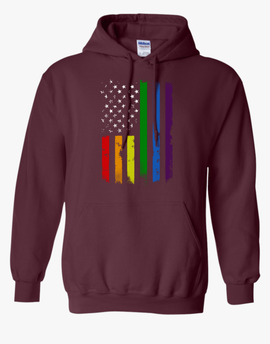 Gay Pride Flag Rainbow American Flag Pullover Hoodie - T-shirt, HD Png Download, Free Download