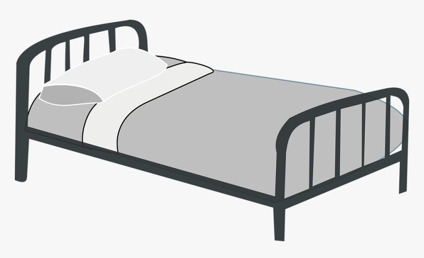 Bed, Metal, Motel, Pillow, Gray, Hotel - Bed Clipart, HD Png Download, Free Download