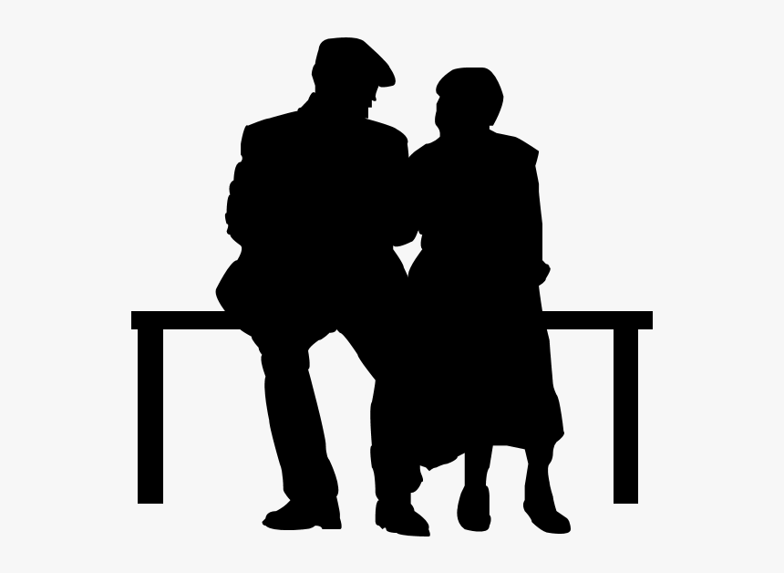 Old Age Silhouette - Couple On Bench Silhouette, HD Png Download, Free Download