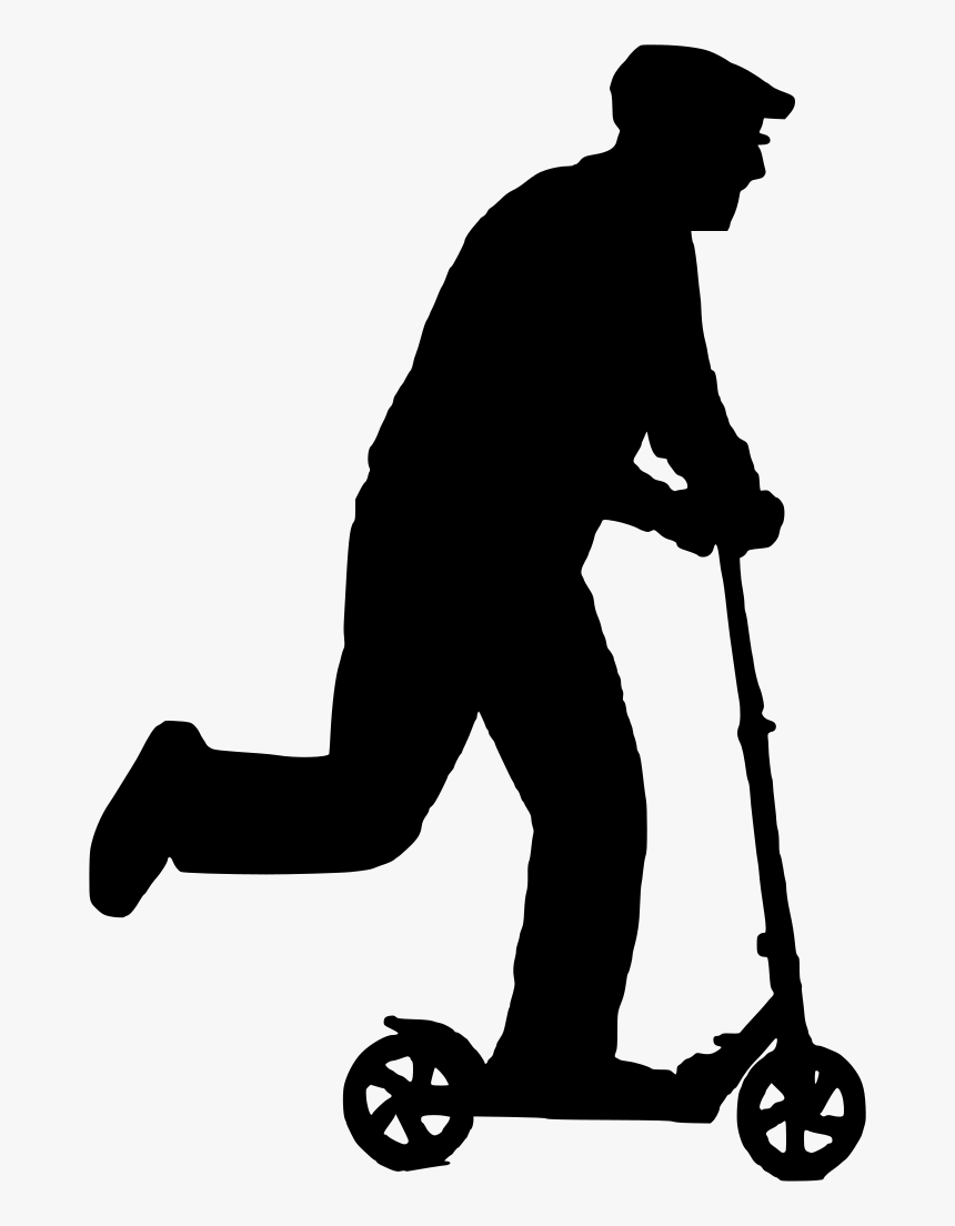 Old Man, Ride, Scooter, Play, Funny, Hurry Up, Leg - Funny Old Man Silhouette, HD Png Download, Free Download