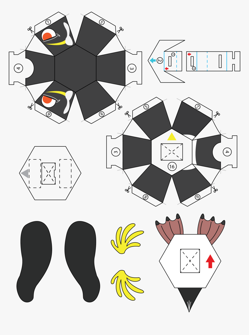 Clip Art Papel Bomba - Penguin Paper Bomb Template, HD Png Download, Free Download
