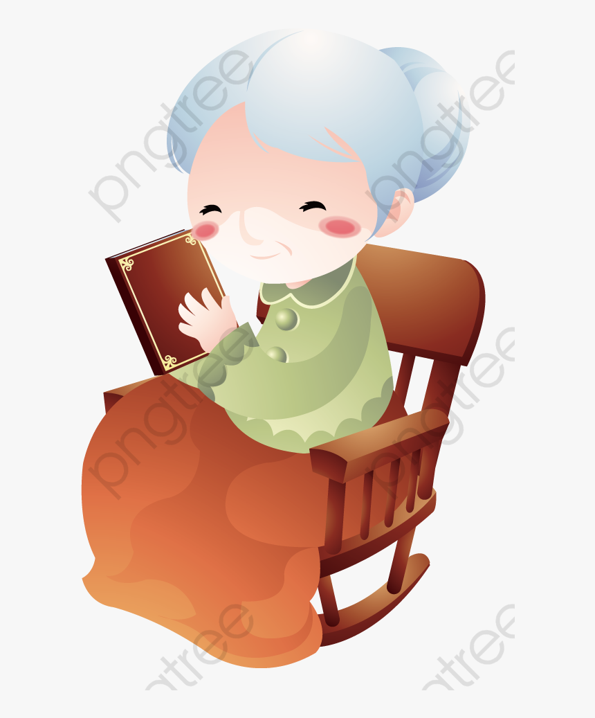 Reading Grandmother Old People - Desenho Vovó Sentada Png, Transparent Png, Free Download