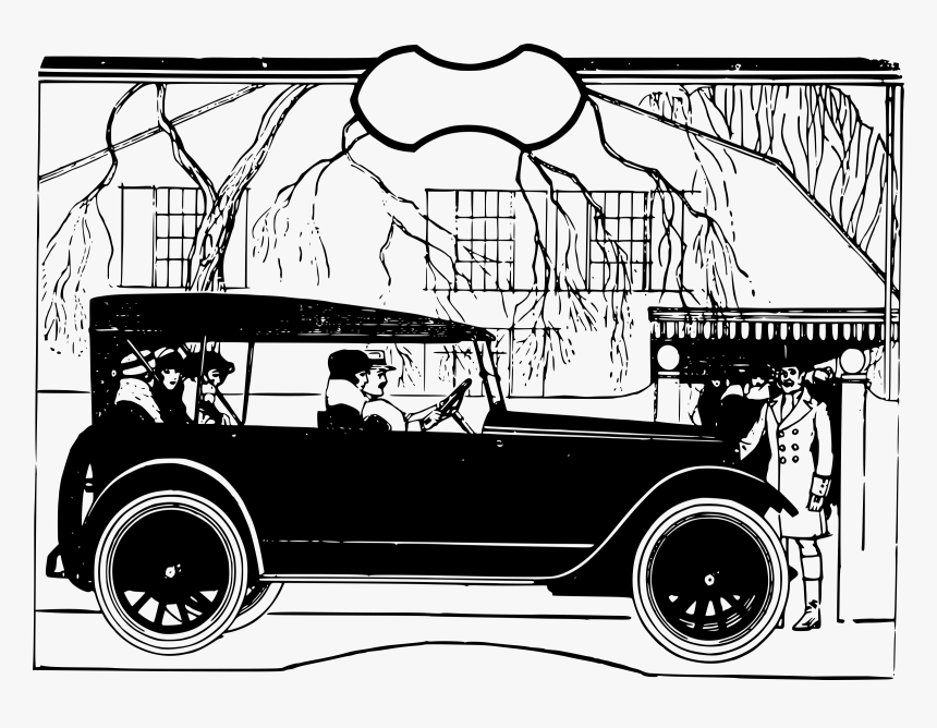 People Drive An Old Car Clip Arts - People In Car Drawing, HD Png Download, Free Download