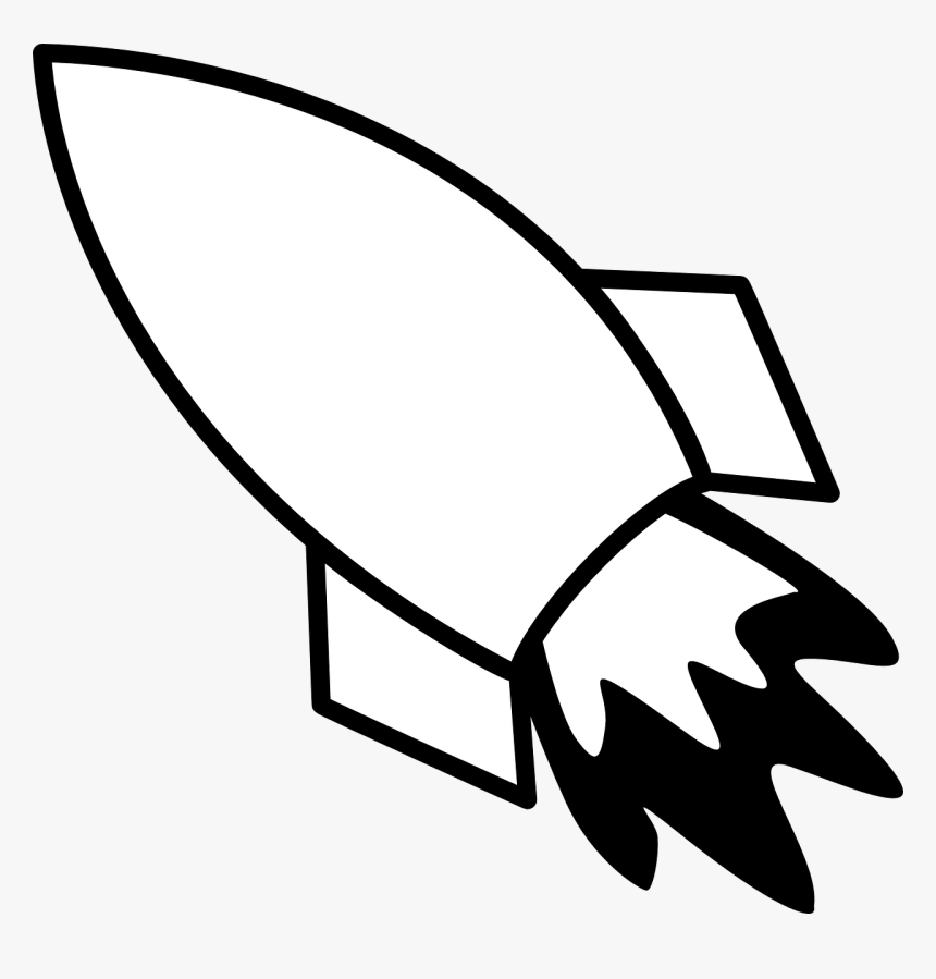 Rocket, Flying, Exhaust, Flames, Cartoon, Missile, - Black And White Rocket Clipart, HD Png Download, Free Download