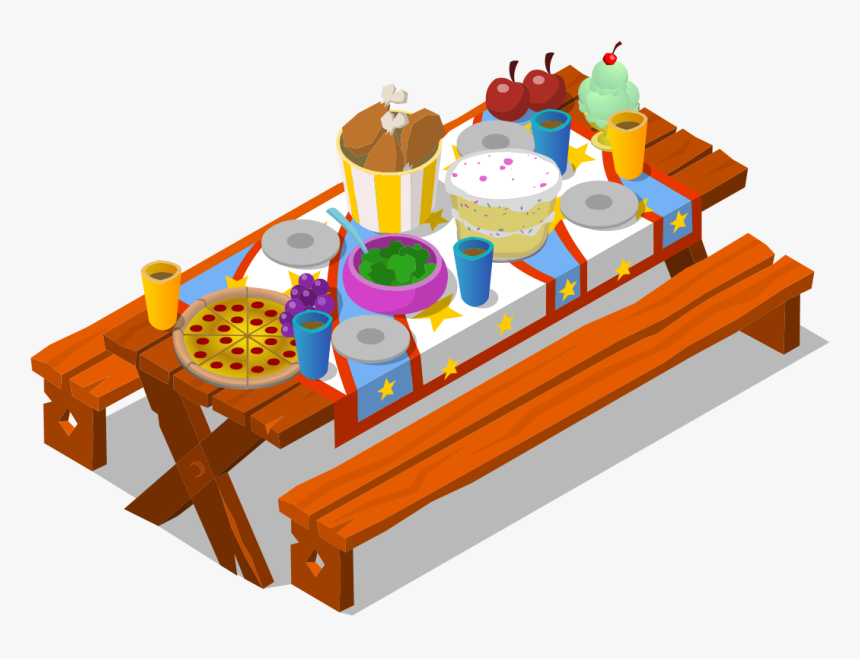 Picnic Table Clipart Illustration Png - Clipart Picnic Table With Food, Transparent Png, Free Download