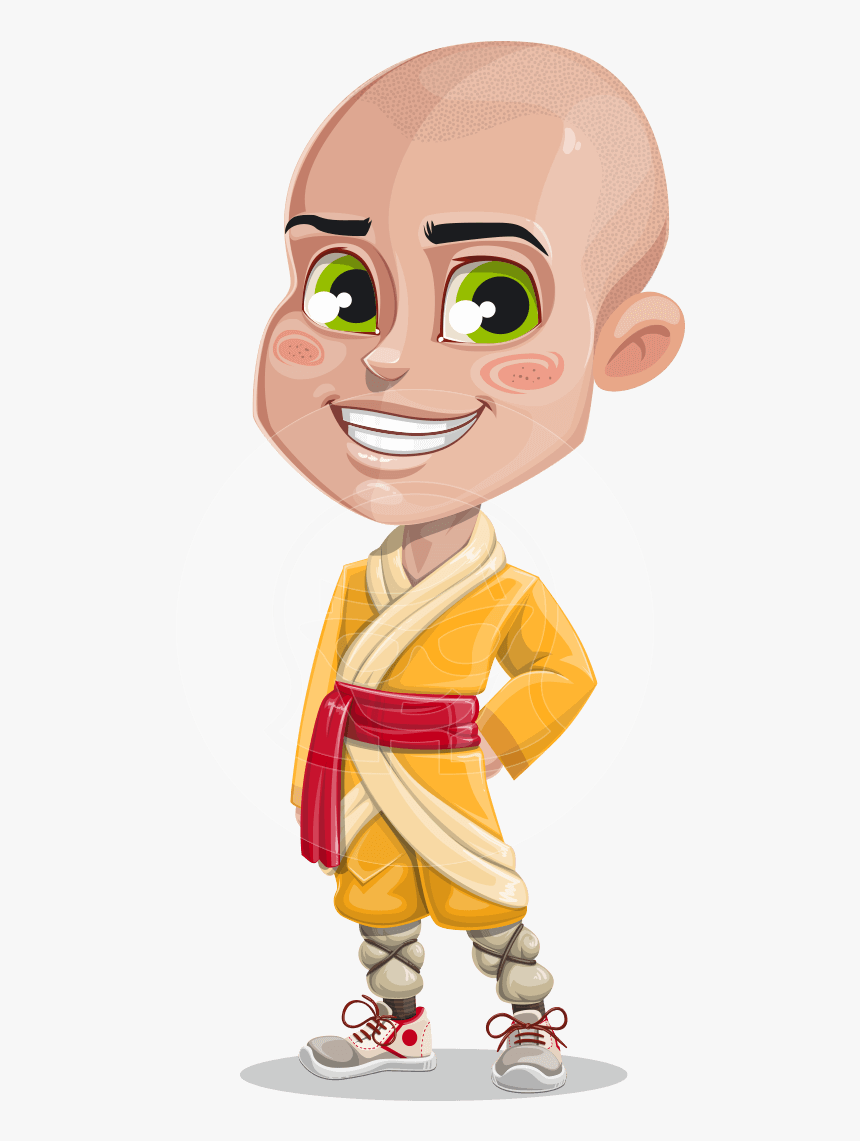 Cute Monk Boy Cartoon Vector Character Aka Kalsang - Cartoon Boy Monk, HD  Png Download - kindpng