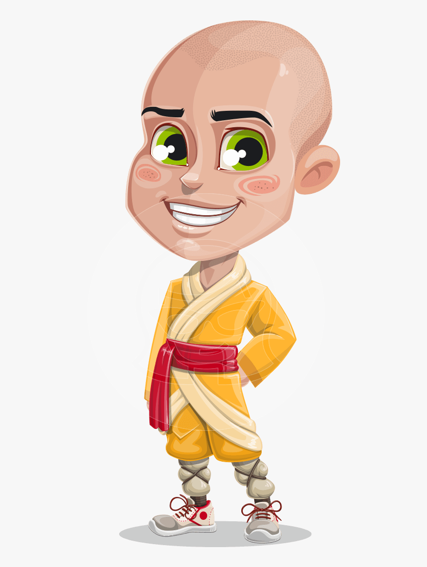 Cute Monk Boy Cartoon Vector Character Aka Kalsang - Cartoon Boy Monk, HD Png Download, Free Download