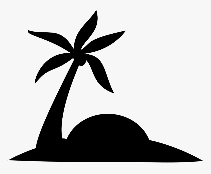Transparent Tree Symbol Png - Palm Tree Island Clipart Black And White, Png Download, Free Download