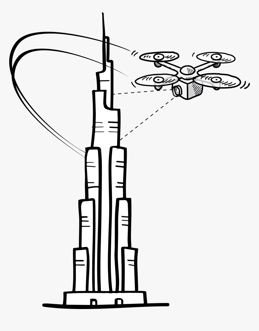 Aerial Photography Mapping Surveys Drone Operator In - Burj Khalifa Drawing Easy, HD Png Download, Free Download