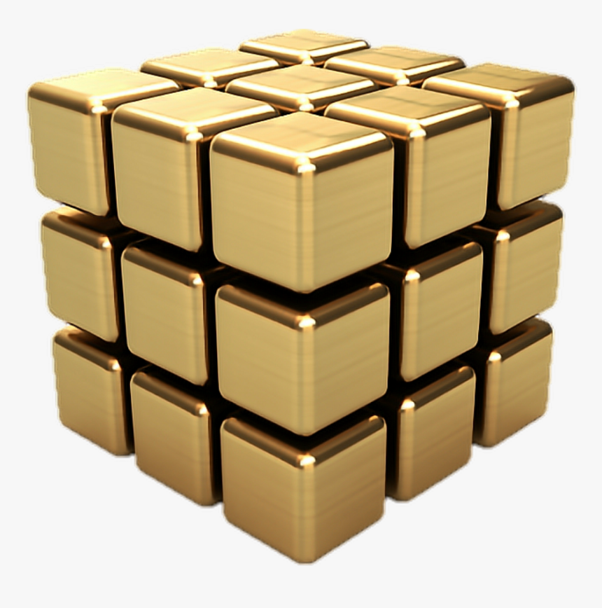 #cube #art #gold #stickers - Rubik's Cube Png Gold, Transparent Png, Free Download