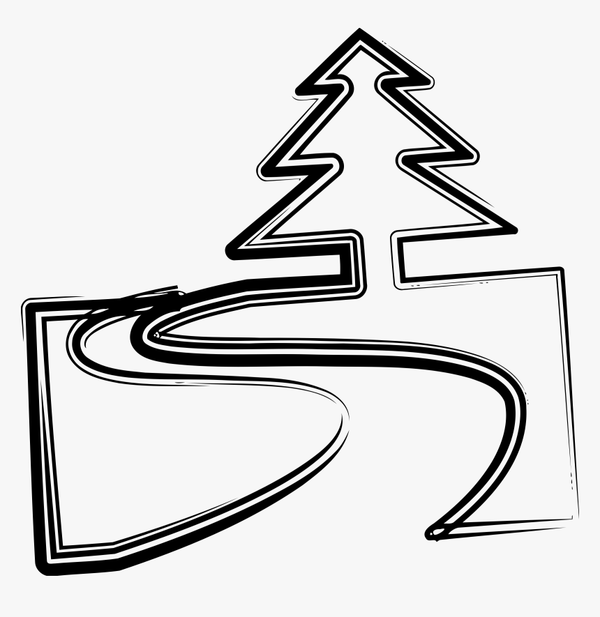 Road Clipart Tree - Drawing, HD Png Download, Free Download
