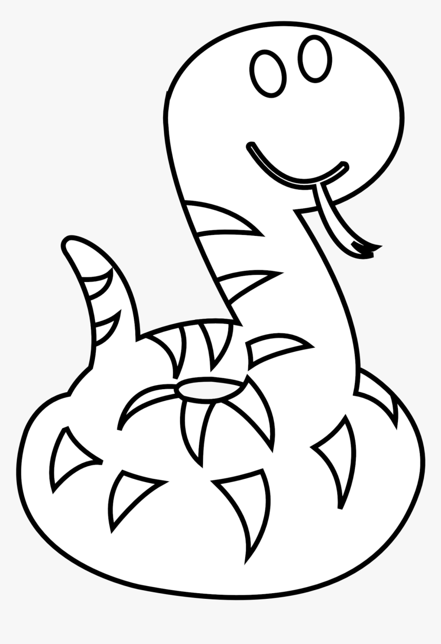 Snake Cartoon Png Black And White Clipart , Png Download - Black And White Snake Clip Art, Transparent Png, Free Download