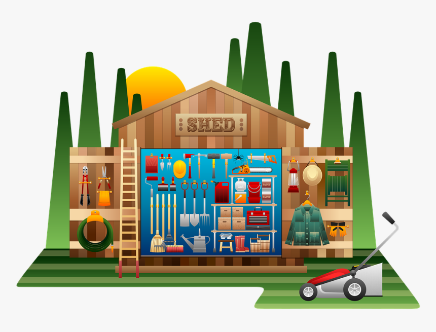 Shed, Shed Tools, Wooden, Gardening, Gardening Tools - Tools In A Shed Clipart, HD Png Download, Free Download