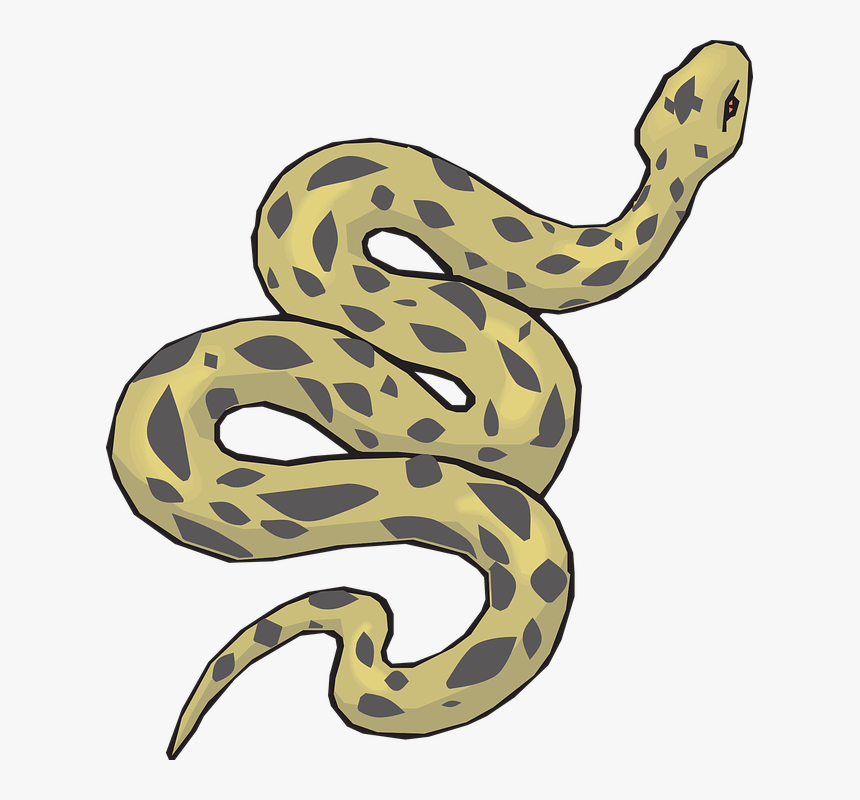 Snake, Brown, Yellow, Reptile, Slithering, Curled - Clip Art Of A Snake, HD Png Download, Free Download