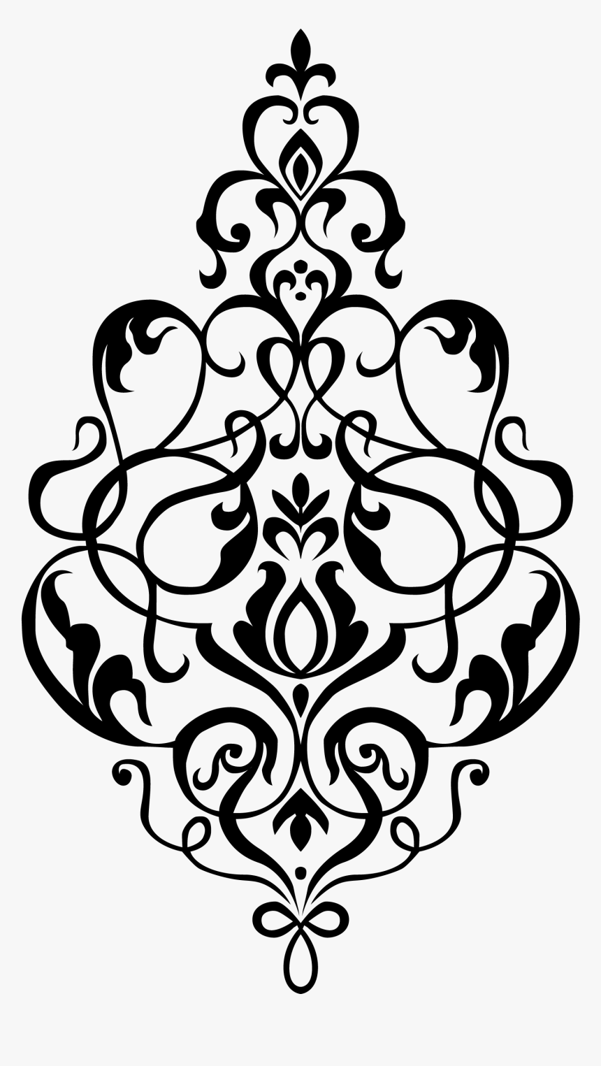 Ornate Damask Stencil Damask Tattoo Damask Wall Stencils - Victorian Pink Damask Background, HD Png Download, Free Download