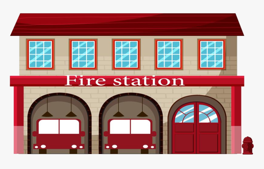 Fire Station A On White Background Free Vectors Transparent - Fire House Clip Art, HD Png Download, Free Download