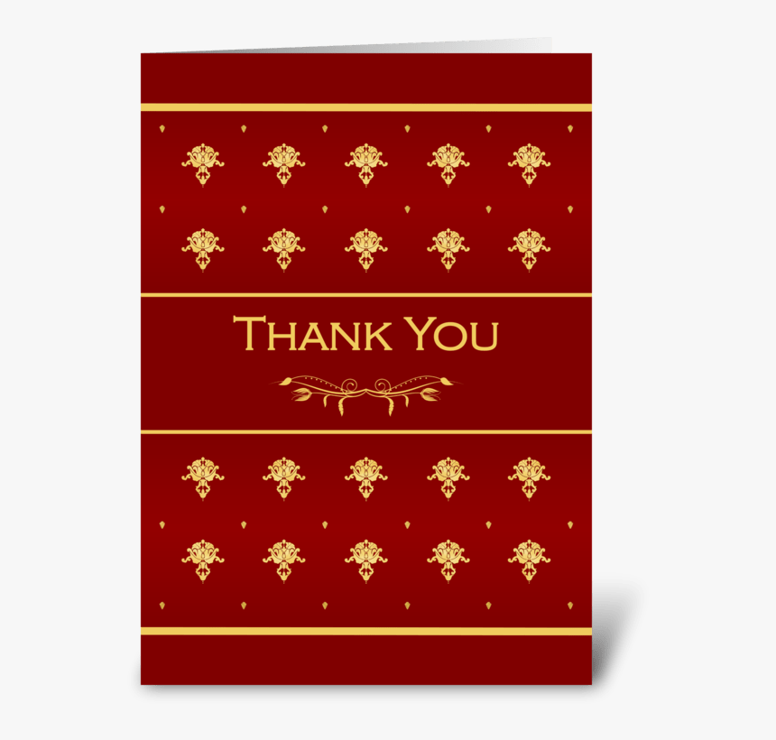 Thank You Luxury Red And Gold Damask Greeting Card - Red Gold Thank You, HD Png Download, Free Download