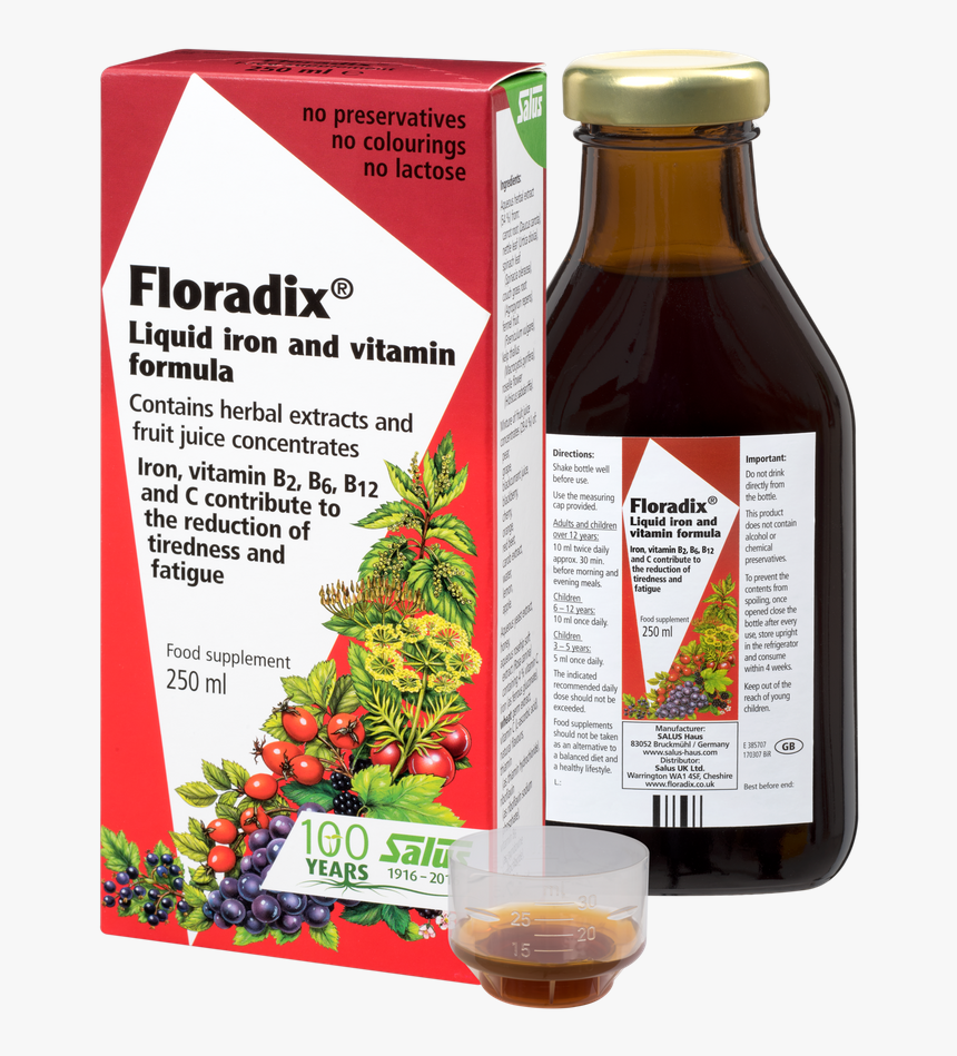 Salus Haus Floradix Floradix®, Liquid Iron And Vitamin - Floradix Liquid Iron Formula 250ml, HD Png Download, Free Download