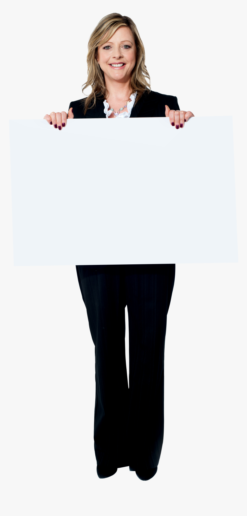 Girl Holding Banner Png Image - Woman Holding Banner Png, Transparent Png, Free Download