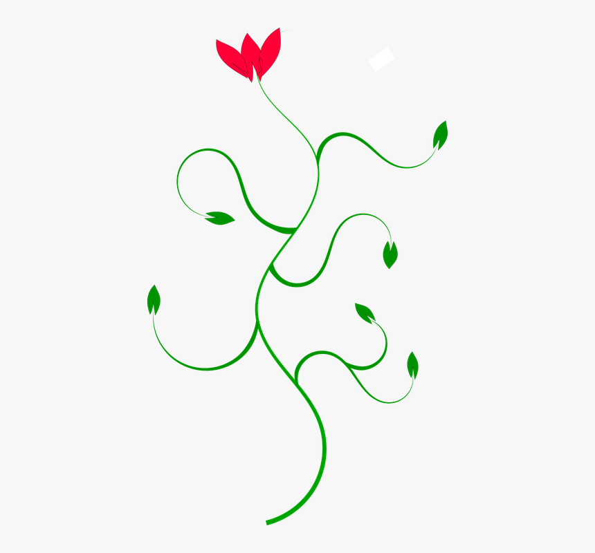 Flower, Curve, Green, Red, Plant, Swirl - Sanskrit Short Story, HD Png Download, Free Download