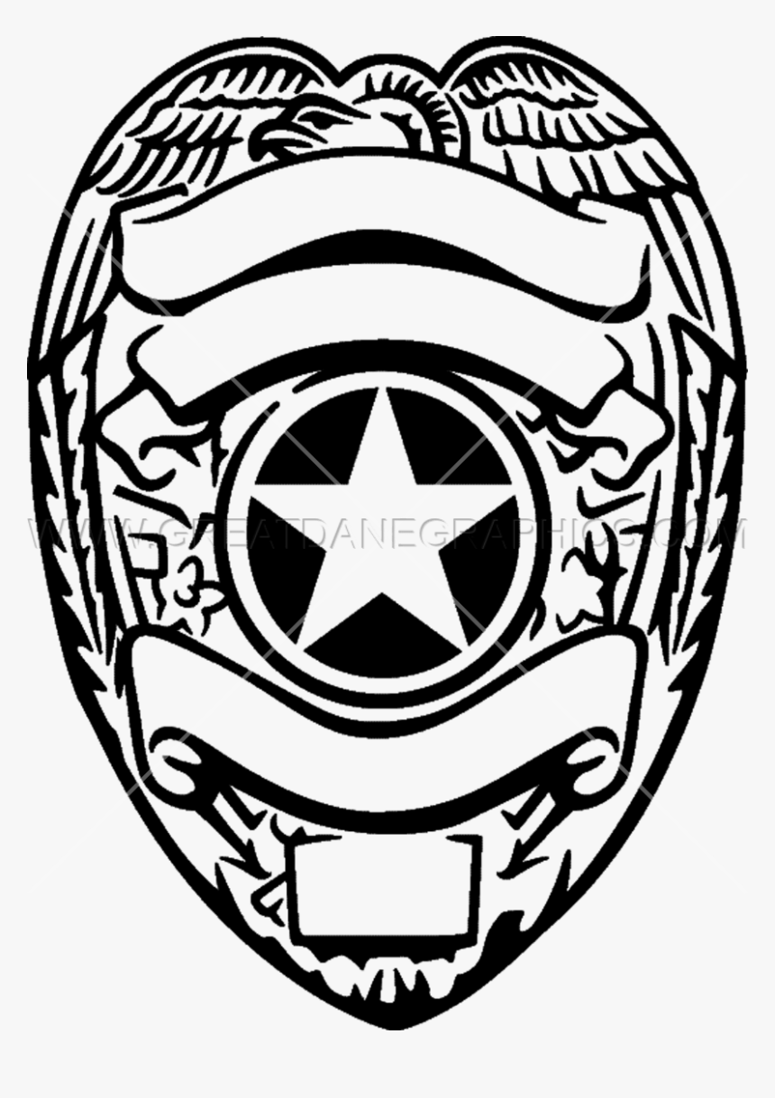 Police Badge Png Black And White - Police Badge Clipart Black And White, Transparent Png, Free Download