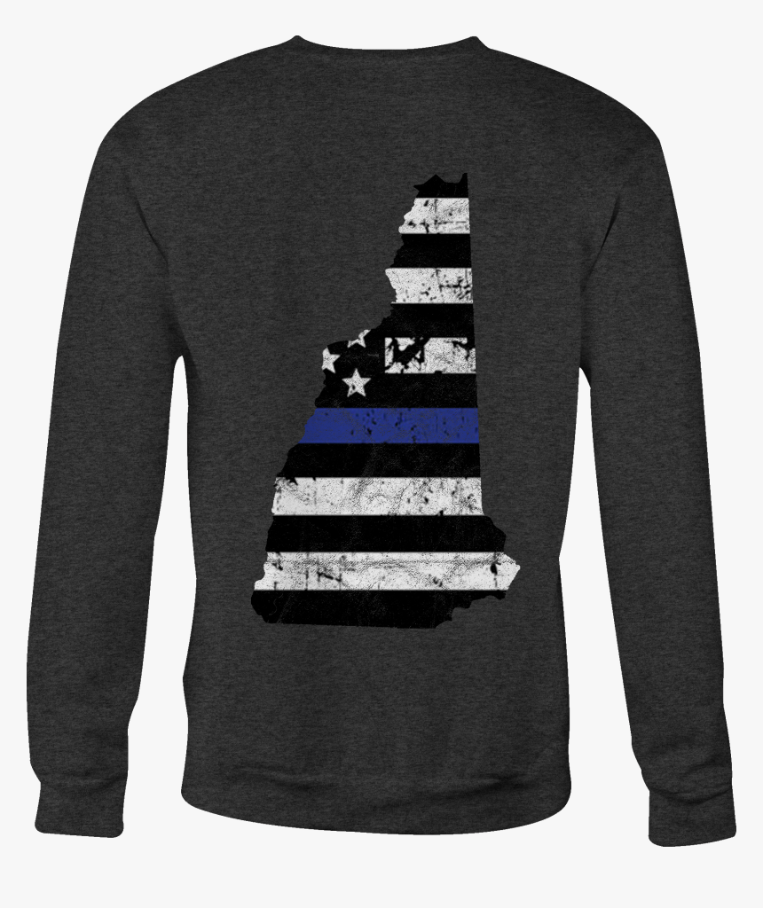 Police Crewneck Sweatshirt Nh Thin Blue Line Shirt - Long-sleeved T-shirt, HD Png Download, Free Download