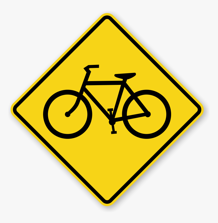 Art,bicycle Part,line Art,icon,traffic Sign - Bicycle Warning Sign, HD Png Download, Free Download