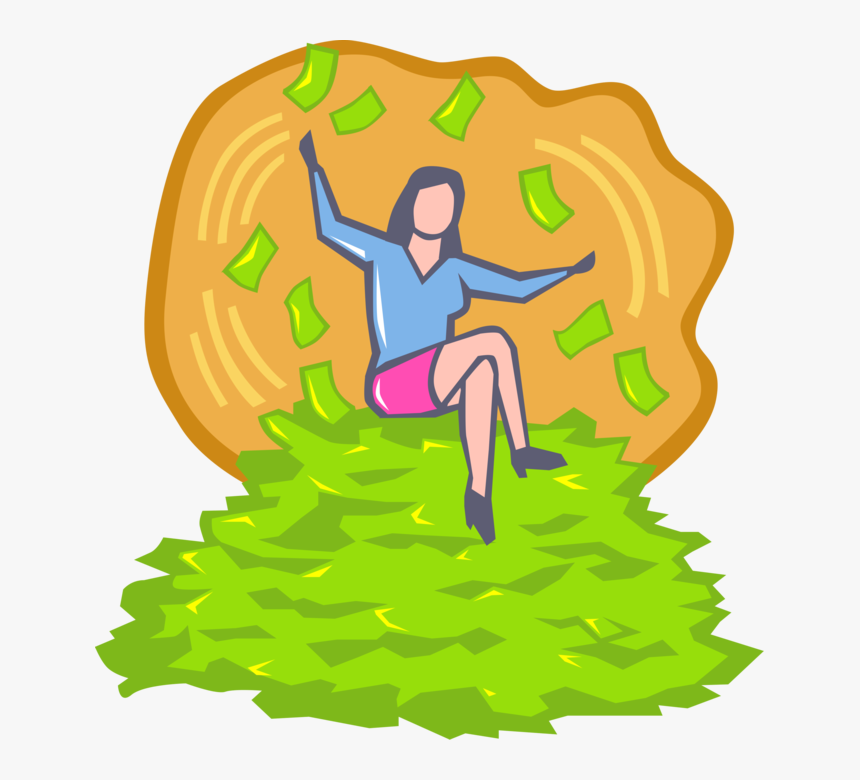 Vector Illustration Of Businesswoman Sits On Pile Of, HD Png Download, Free Download