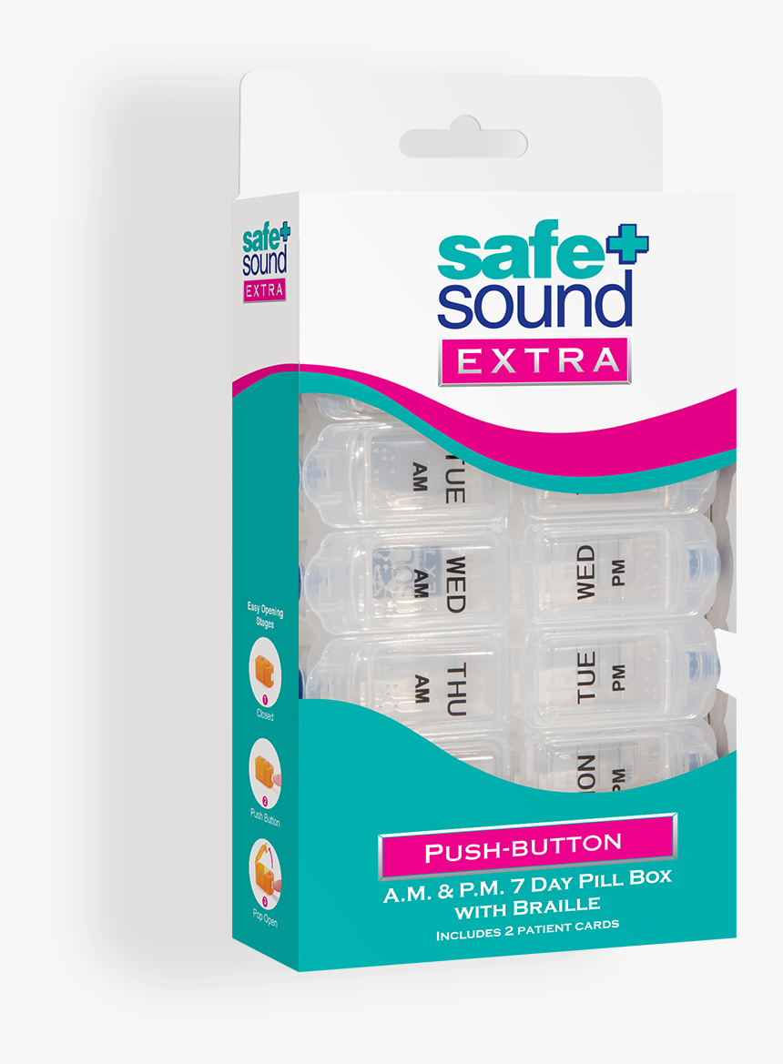 Safe And Sound Health Twice Daily Push Button Weekly - Carton, HD Png Download, Free Download