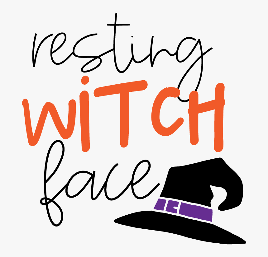 Png File With Witches Hat And Resting Witch Face Text - Halloween Free Svg, Transparent Png, Free Download